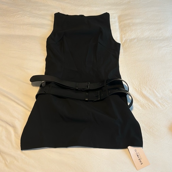 NWT Black Sheinbae Dress with Double Belts - Picture 2 of 5